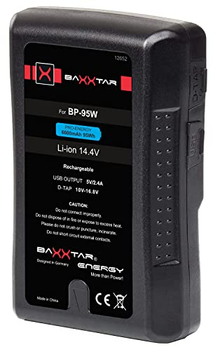 Baxxtar PRO V-Mount Akku - LG Cells Inside - Ersatz Fuer Sony BP-95W mit 6600mAh und 95Wh (somit unter den magischen 100Wh nach EU-Flugrichtlinie)