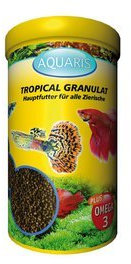 AQUARIS Tropical Granulat Zierfischfutter - 250 ml. Hauptfutter für Tropische Zierfische. Fischfutter Granulat Aquarium fördert Farbenpracht, Wachstum und Immunsystem.