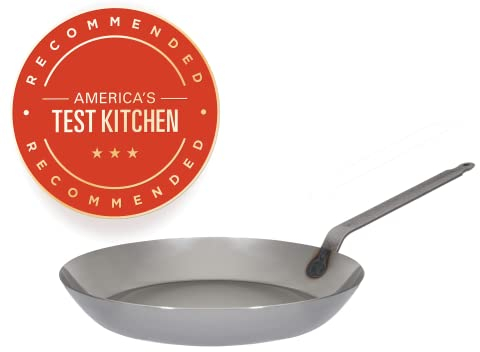 Matfer Bourgeat 062008 Black Steel Round Frying Pan, 15 3/4-Inch, Gray