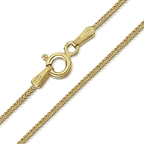 Amberta Designer Halskette - Feine Panzerkette für Kinder - Sterling Silber 925-18K Vergoldet - Weite: 1.3 mm, Länge: 36 cm