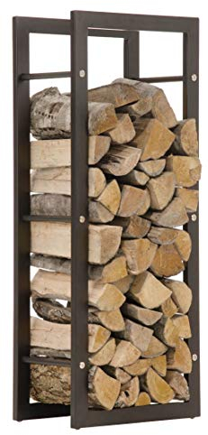 CLP Kaminholzregal Keri In Metall-Optik In Matt Schwarzem Design | Stabiles Metall-Gestell In 8 Größen I ohne Rückwand, Größe:25x60x100 cm