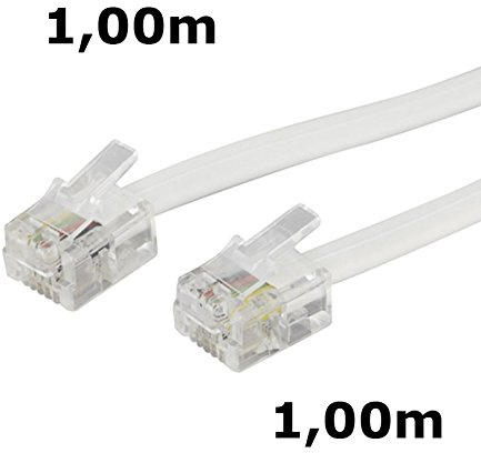 DITM® Cordon Téléphone ou ADSL RJ11 mâle vers RJ 11 mâle - Blanc - 1,00 m