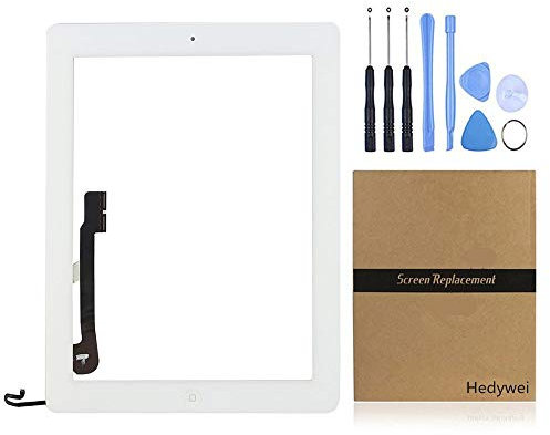 Hedywei écran Tactile numériseur de Rechange pour iPad 4 avec Outils et Adhésif Blanc