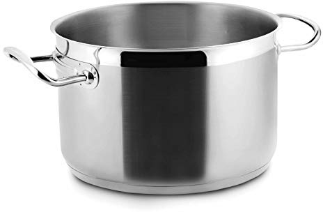 LACOR 57025 - Cacerola Alta Sin Tapa Eco Chef 24cm Acero Inoxidable | En acero inoxidable, para guisos y cocciones uniformes; ideal para cocina profesional y uso diario en casa, para el día a día