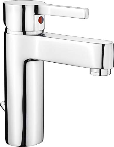 Cornat Waschtisch-Einhebelarmatur Soria - Verchromter Messingkörper - Normale Auslaufhöhe - Mit Ablaufgarnitur / Wasserhahn fürs Bad / Waschbecken-Armatur / Badarmatur / SOR1