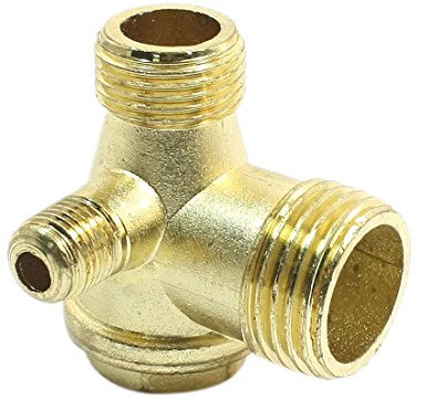 sourcing map Clapet Anti-retour de Compresseur d᾿Air G1/2 x G3/8 x G1/8 Filetage Mâle (21mm x 16mm x 10mm) Accessoire Pneumatique à 3 Voies en Laiton