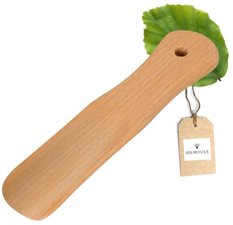 HOFMEISTER® Schuhlöffel Holz kurz – Schuhanzieher aus geölter Buche für Schuhschrank, Reise und Alltag, schont Ferse und Schuh, Handarbeit, 15,5 cm (1 Stück)