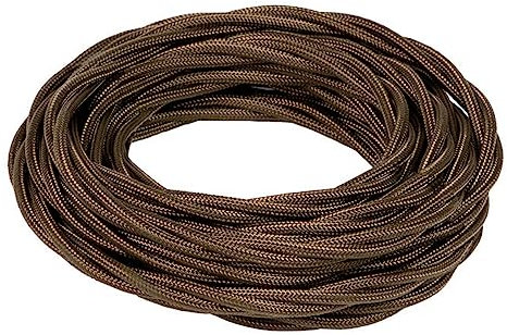 FANTON cavo elettrico tessile colore marrone treccia seta 5mt 3G0,75 filo rivestito in tessuto vintage stile retrò per lampadari applique 93866-05
