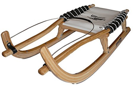 Doppelrodel 128 cm von German Luge, für 2 Erwachsene, natur, Inox-Stahllenkseil, Rennschiene