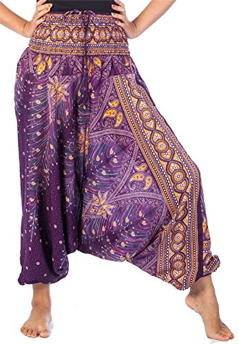 Lofbaz Women's Peacock 2 in 1 Harem Trousers Jumpsuit