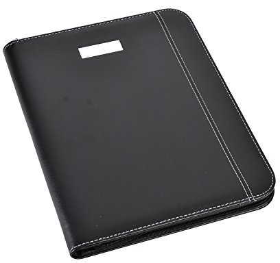 Arpan Black Leather Look A4 Zipped Conference Folder with Calculator & Pad/Executive Portfolio
