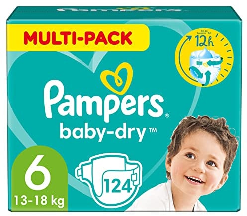 Pampers Baby Dry Gr.6 Extra Large 16+ kg MonatsBox, 1er Pack (1 x 124 Windeln)