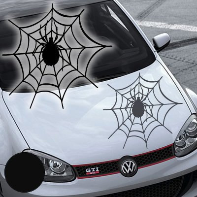 A167 Autoaufkleber Spinnennetz 30cm x 31cm schwarzmatt (erhältlich in 49 Farben und 4 Größen)