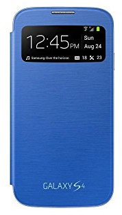 Samsung S-View - Funda para móvil Galaxy S4 (Pantalla frontal, teclas laterales para activar la pantalla), azul claro