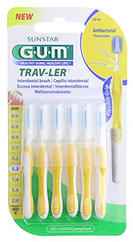 GUM TRAV-LER 1,3mm Tanne gelb Interdental+6Kappen 6 St