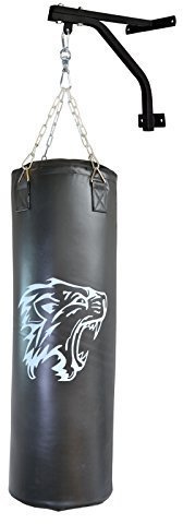 TrainHard Boxsack Warrior 90 gefüllt 30kg 90x30cm mit Wandhalterung, Stahlkette & Drehwirbel