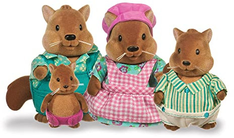 LI'L WOODZEEZ HCM Kinzel 43215 Figuren Eichhörnchen - Tierfamilie Bushytail - 4 weiche Tierfiguren OHNE Buch - Tiere im Set, Spielzeug für Kinder ab 3 Jahre, 6008Z, Mehrfarbig
