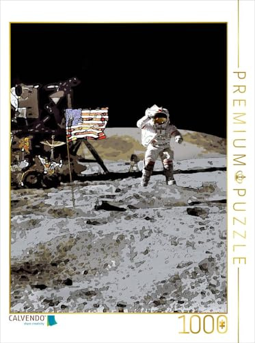 CALVENDO Puzzle Mondlandung im Comic-Stil | 1000 Teile Lege-Größe 48 x 64 cm Foto-Puzzle für glückliche Stunden