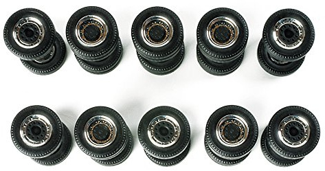 Herpa 052580 - Lenk und Zwillingsreifen Zugmaschinen, 5 Sätze, Chrom/schwarz