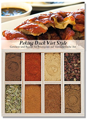 Peking Duck Viet Style – 8 Gewürze Set für die vietnamesische Peking Ente (40g) – in einem schönen Holzkästchen – mit Rezept und Einkaufsliste – Geschenkidee für Feinschmecker von Feuer & Glas
