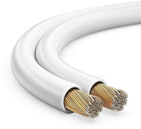 MANAX SC2075 Câble d'enceinte 2x0.75 mm² CCA (Câble d'enceinte/Câble Audio), 2x0,75mm², 10,0m, Blanc