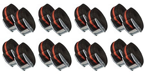 all-around24 16 Stück Befestigungsriemen-Set Spanngurt, Zurrgurt,Klemschoss Gurt ideal zur Befestigung am Fahrradträger (16)