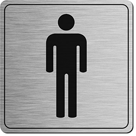 Male Men Metal Brushed Steel Square Toilet Bathroom Door Sign Plaque