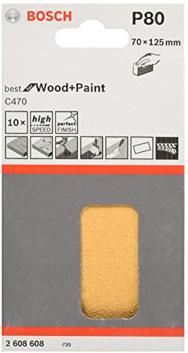Bosch Professional 2608608y19 Pack 10 Scheiben Schleifmittel C470 70 x 125 mm, Beige, 2608608Y21, 80