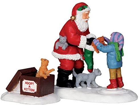 Lemax Village Collection 22045 Weihnachtsdorf Figur Weihnachtsmann und Kätzchen