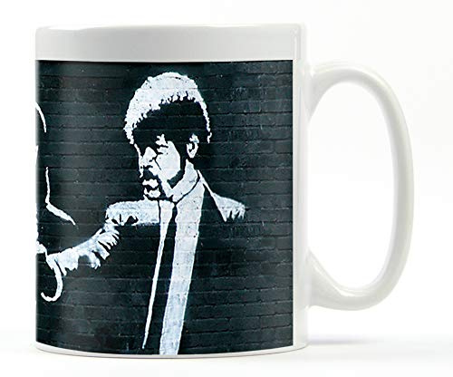 1art1 Banksy Vincent Und Jules, Bananen-Pistolen Foto-Tasse Kaffeetasse 9x8 cm