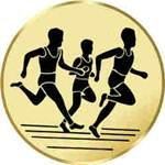 S.B.J - Sportland Pokal/Medaille Emblem, Motiv Laufen, Durchmesser 50 mm, Gold