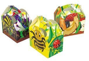 10 x CHILDRENS KIDS CARDBOARD LUNCH MEAL BOXES PARTY BUGS & SLUGS