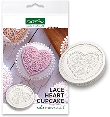Katy Sue Lace Heart Cupcake Silicone Mould for Cake Decorating