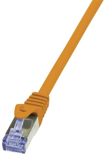 LogiLink CQ3028S Cat.6A 10G S/FTP PIMF PrimeLine Patch Cable, 0.50 Meter Length, Orange, Orange, 0.50 Meter Length