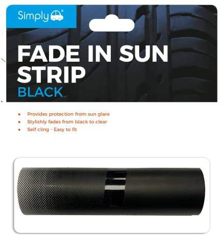 Simply FAD01 Car Windscreen Fade Strip, Provides Protection from Sun Glare, Self Cling Easily Fit & Remove Black