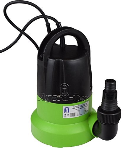 Agora-Tec® at-Tauchpumpe Clear Water 250W-vario- Control Flat flachsaugend auf 1 mm mit integrierten Sensor-Schwimmerschalter und max: 0,6 bar und max: 6000l/h