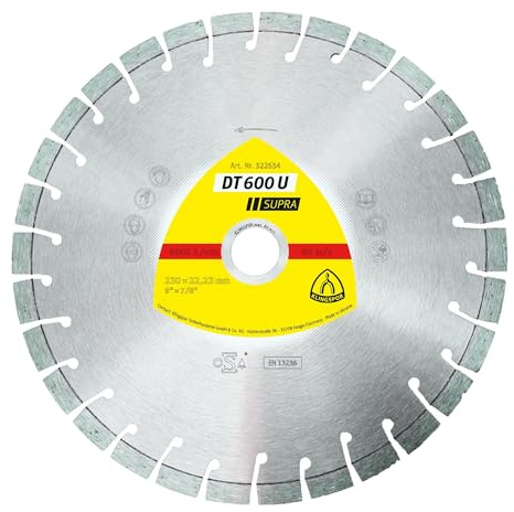 Klingspor DT 600 U Supra Diamanttrennscheibe 230 x 2,6 x 22,23 mm 30 Segmente Kurzverzahnung - für Baustellenmaterialien und Beton - 322634