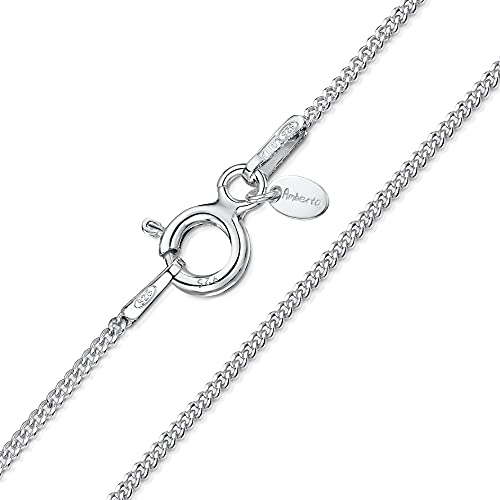 Amberta 925 Sterlingsilber Damen-Halskette - Panzerkette - 1.1 mm - Verschiedene Längen: 36 40 45 50 55 60 cm (45cm)