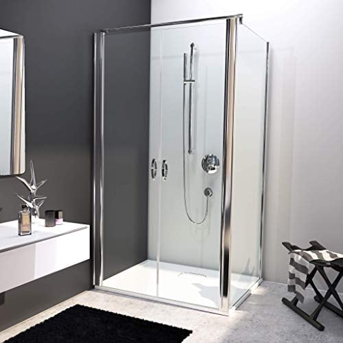 BIJON Duschkabine 90x100 Eckdusche Pendeltür, Klarglas 6mm ESG, Duschabtrennung, Dusche, Duschwand, Duschglaswand, Duschtür Nano - Größe: 90 x 100 cm, Höhe: 195 cm