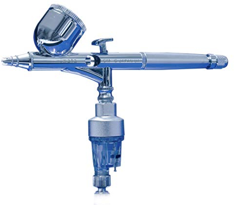 Iwata Custom Micron C Airbrush (ICM 4002) Version 2, verfügt über einen quadratischen Auslöser, Kronenkappe am Griffende, 0,23 mm Nadel und Düse, Silber