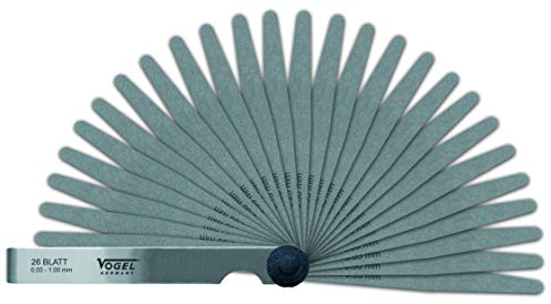 Vogel Germany Fühlerlehren-Satz (21 Blatt, Messbereich: 0.05 – 2,00 mm, aus gehärtetem Federstahl, konische Blattform, 100 mm lang) 411009