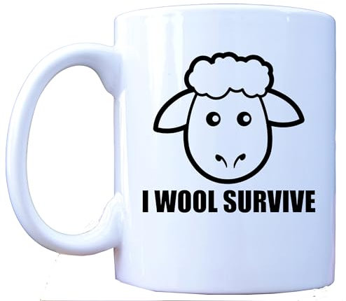 I Wool Survive – lustiges Cartoon-Schaf-Design – Geschenkidee – Tee-/Kaffeetasse / Tasse
