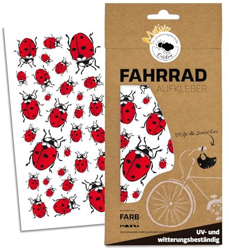 Fahrradaufkleber Marienkäfer Set – Rote Marienkäfer Sticker für Fahrrad, Helm & Trinkflasche – Reflektierende Aufkleber wetterfest für Kinder – 1 Bogen | D00003