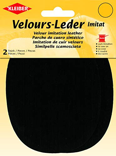 Kleiber + Co.GmbH Velour-Leder-Imitat klein, Kunstleder, Schwarz, ca. 13 cm x 10 cm