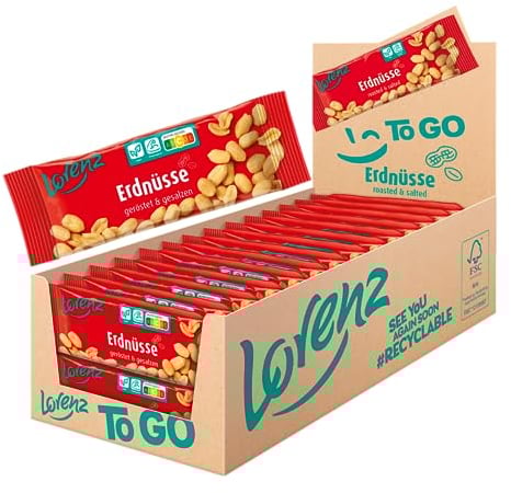 Lorenz Snack World Erdnüsse geröstet, gesalzen Riegel, 28er Pack (28 x 40 g)