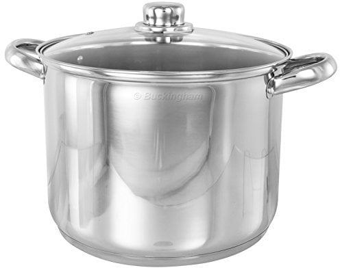 Buckingham Deep Induction Stock Pot with Glass Lid 24 cm, 9 L