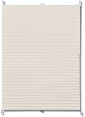 vidaXL Plisse Blind 40x100cm - Scandinavian, Modern, Farmhouse Style - Quick Install, Adjustable, Versatile Pleated Blind in Cream.