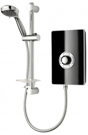 Triton Aspirante 9.5KW Gloss Black Electric Shower - Includes Head + Riser Rail