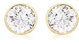 CARISSIMA Boucles d’oreilles puces rondes cubic zirconia 4 mm en or jaune 9 ct pour femmes