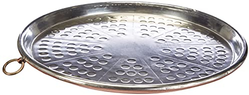 Pentole Agnelli Linea Rame Tortiera per Farinata Martellata con Orlo, Marrone, 34 cm